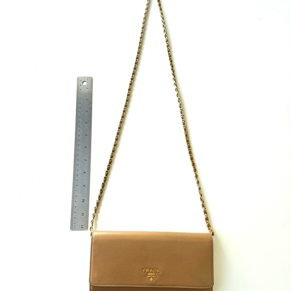 Prada Brown Leather Chain Clutch - Picture 6 of 7